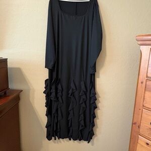 Women's Black Maxi Dress with Ruffle Tiered Hem